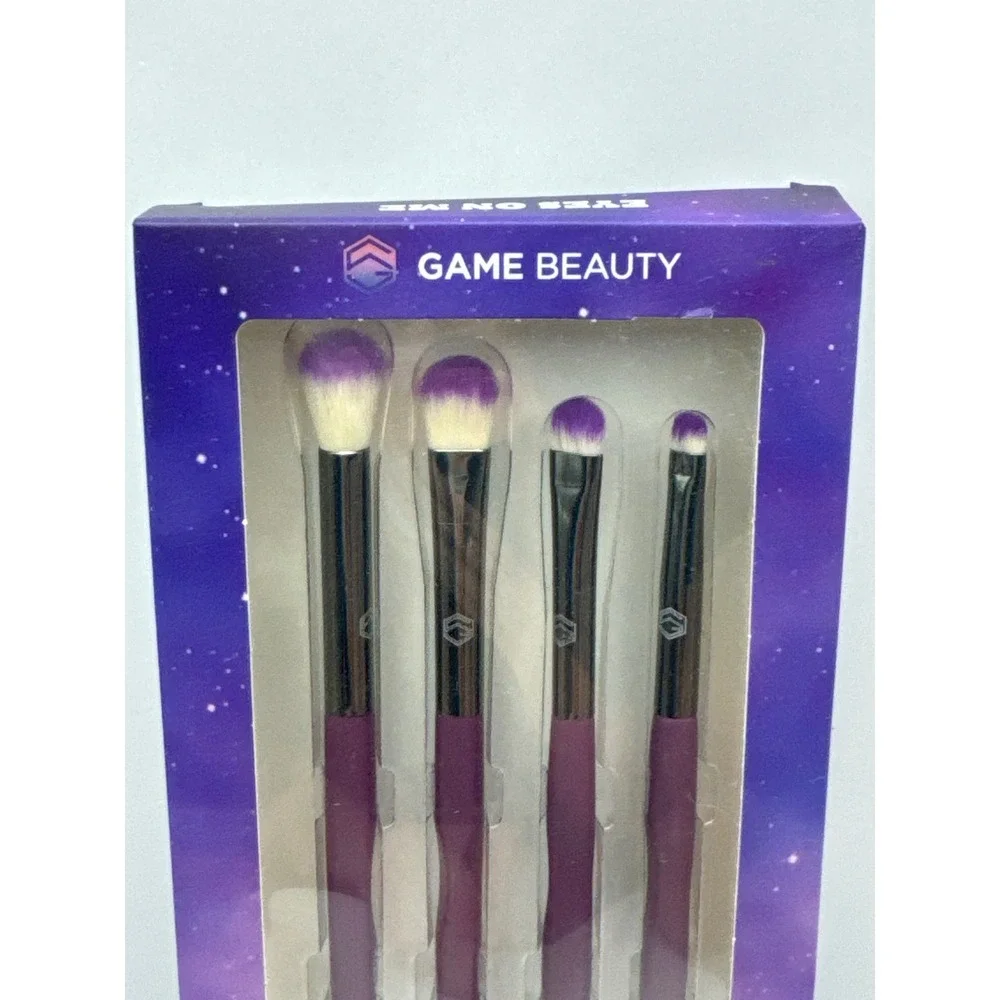 Game Beauty‎ Eyes On Me 4pc Eyeshadow Brush Set & Ipsy Pink Croc Makeup Bag NEW